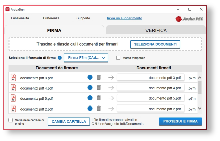 screenshot of Firma Digitale